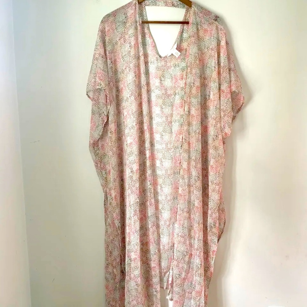 LC Lauren Conrad | Open Back Duster Lightweight One Size (OS) Polka Dot Print - Picture 3 of 7